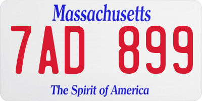 MA license plate 7AD899
