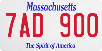 MA license plate 7AD900