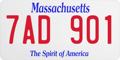 MA license plate 7AD901