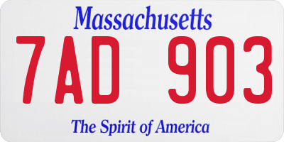MA license plate 7AD903