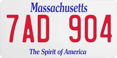 MA license plate 7AD904