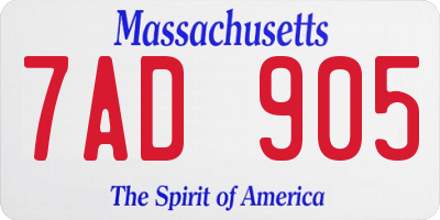 MA license plate 7AD905