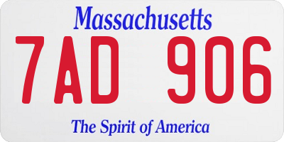 MA license plate 7AD906