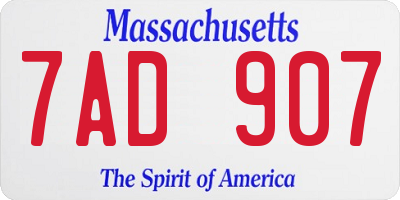 MA license plate 7AD907