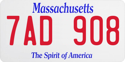 MA license plate 7AD908