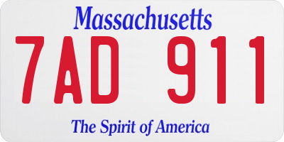 MA license plate 7AD911