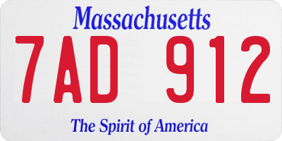 MA license plate 7AD912