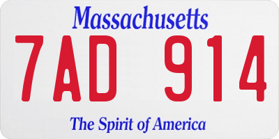 MA license plate 7AD914