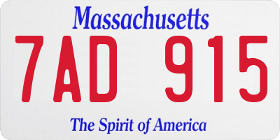 MA license plate 7AD915