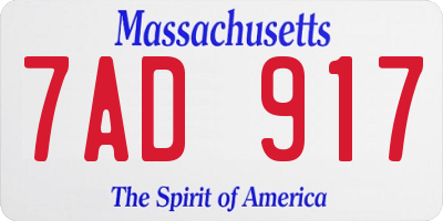 MA license plate 7AD917
