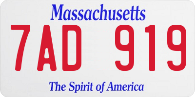 MA license plate 7AD919