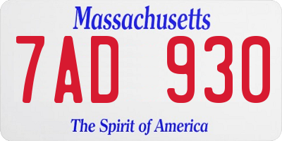 MA license plate 7AD930