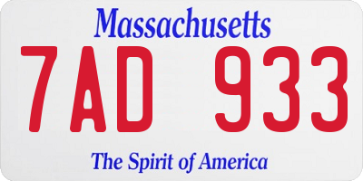 MA license plate 7AD933