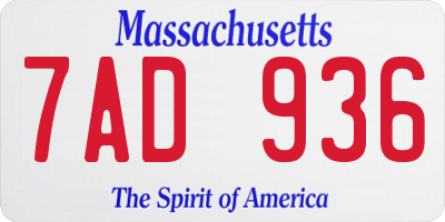 MA license plate 7AD936