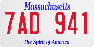 MA license plate 7AD941