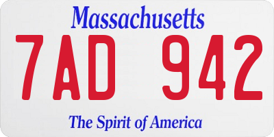 MA license plate 7AD942