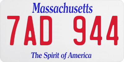 MA license plate 7AD944