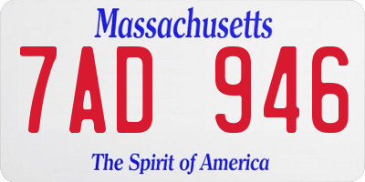 MA license plate 7AD946