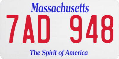 MA license plate 7AD948