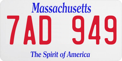 MA license plate 7AD949
