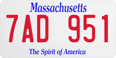 MA license plate 7AD951