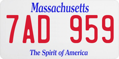 MA license plate 7AD959