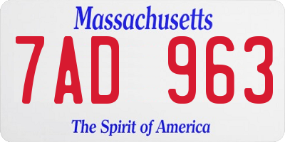 MA license plate 7AD963