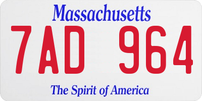 MA license plate 7AD964