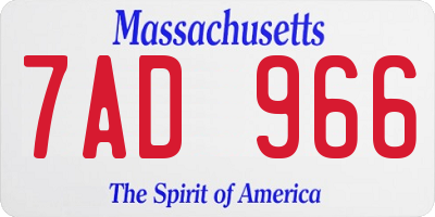 MA license plate 7AD966