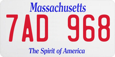MA license plate 7AD968