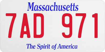 MA license plate 7AD971