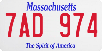 MA license plate 7AD974