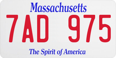 MA license plate 7AD975