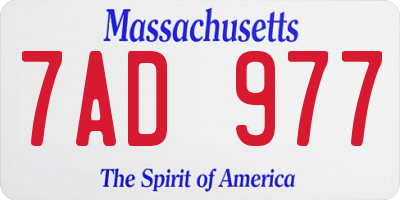MA license plate 7AD977