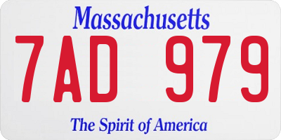 MA license plate 7AD979