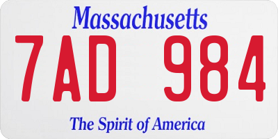 MA license plate 7AD984