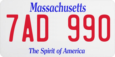 MA license plate 7AD990