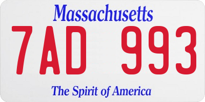 MA license plate 7AD993
