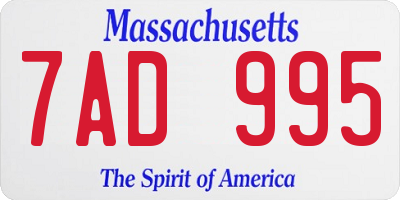 MA license plate 7AD995