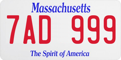 MA license plate 7AD999
