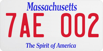 MA license plate 7AE002