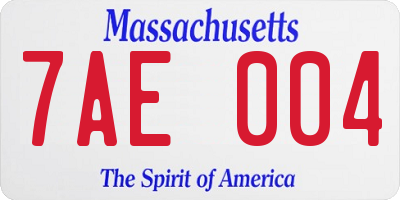 MA license plate 7AE004