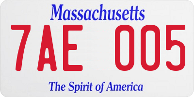MA license plate 7AE005