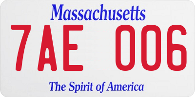 MA license plate 7AE006