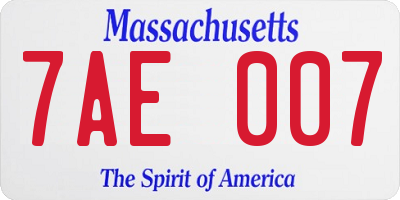 MA license plate 7AE007