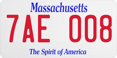 MA license plate 7AE008