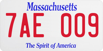 MA license plate 7AE009