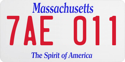 MA license plate 7AE011