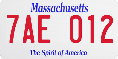 MA license plate 7AE012