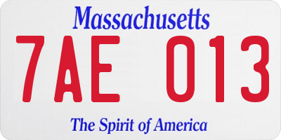 MA license plate 7AE013